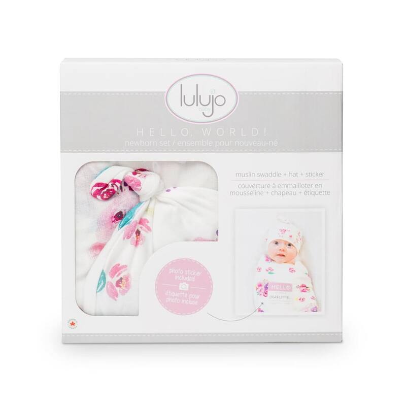 lulujo Hello World Hat & Swaddle Set