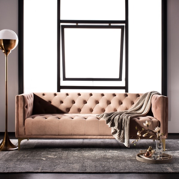SAFAVIEH Couture Florentino Tufted Sofa Pale Mauve On Sale