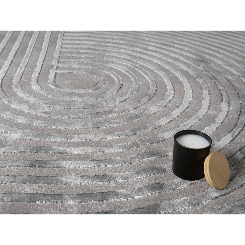 Mila Collection Geometric Grey Contemporary Area Rug