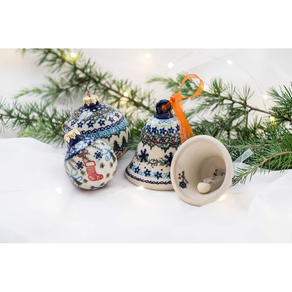 Blue Rose Polish Pottery Vena Large Christmas Ball