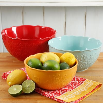 Floral Bursts Serving Bowl Set, Set of 3