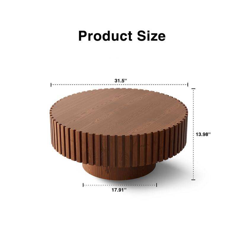 Modern Round Coffee Table Stylish Coffee Table Olive Shaped Coffee Table with Handmade Relief and Base, for Living Room