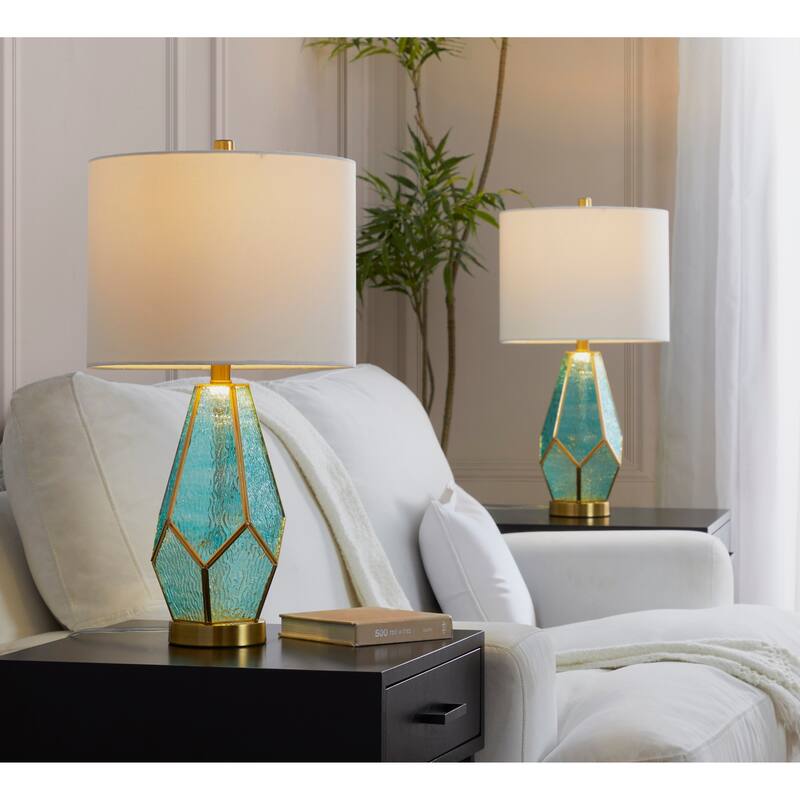 Geo Rain Glass 25" Table Lamp - Set of 2