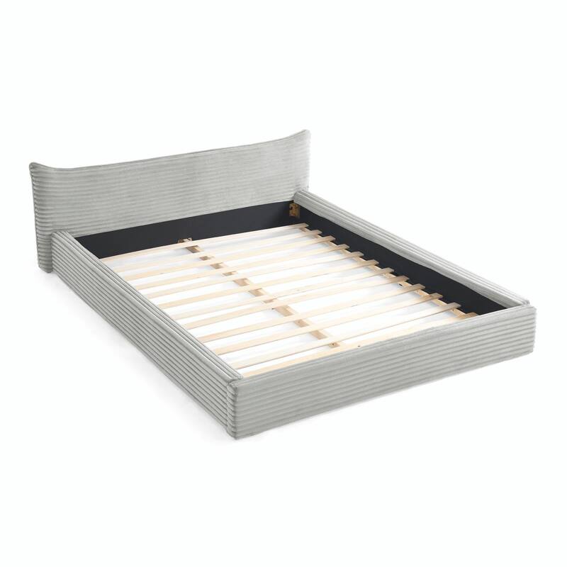 Queen Size Upholstered Bed Frame with Velvet Fabric