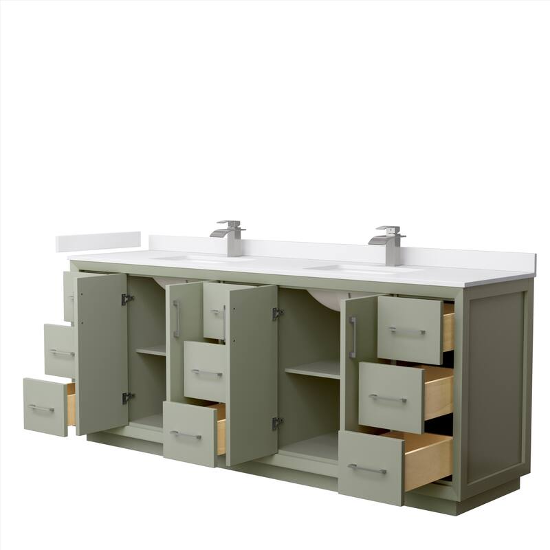 Strada 84-Inch Double Vanity Set, Cultured Marble Top