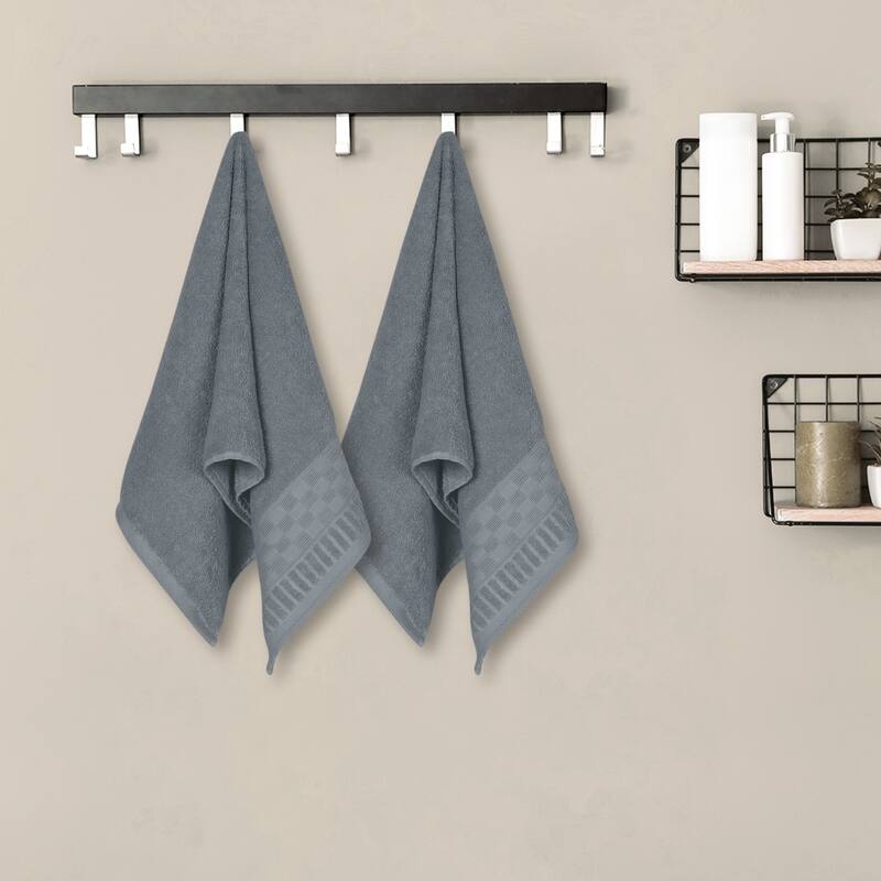 Plaid Pattern 2 Pack Hand Towels, Comfort and Highly Absorbent Towel for Bathroom, Camping, Gym 14" x 30"