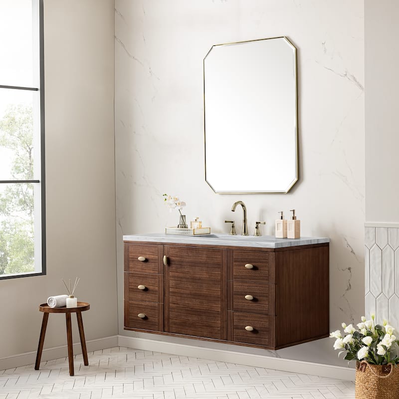 James Martin Vanities Amberly 48" Single Vanity, Mid-Century Walnut