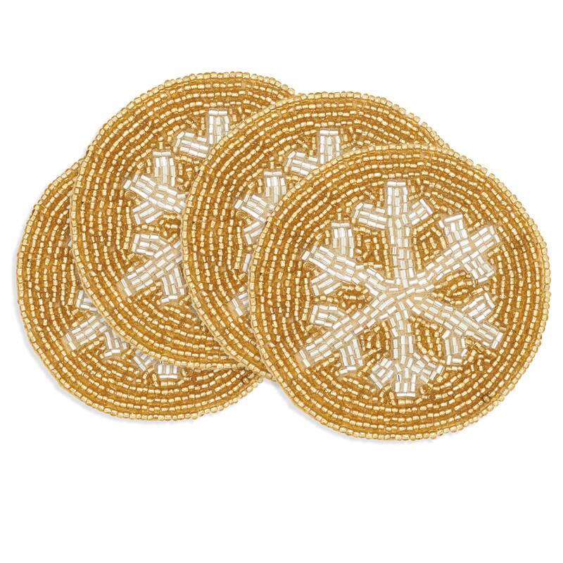 Snowflake Sparkle Beaded Coaster (Set of 4) - 4"