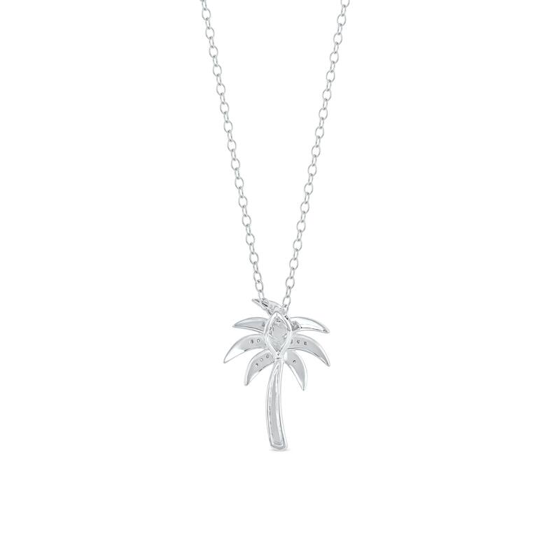 1/20ct Diamond Accented Palm Tree Pendant Necklace in Silver for Women