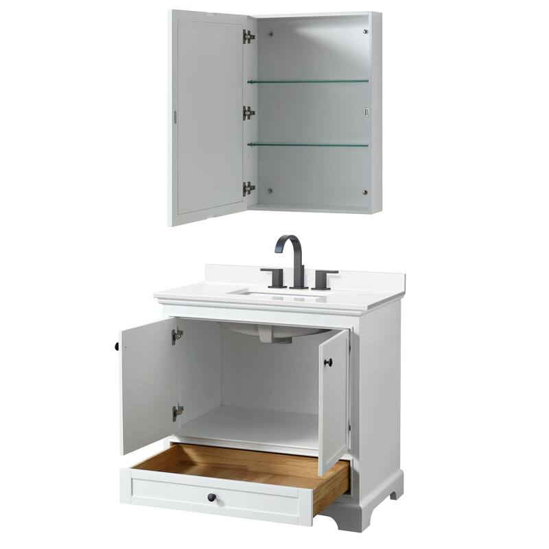 Deborah 36-inch Single Vanity, Quartz Top, Medicine Cabinet