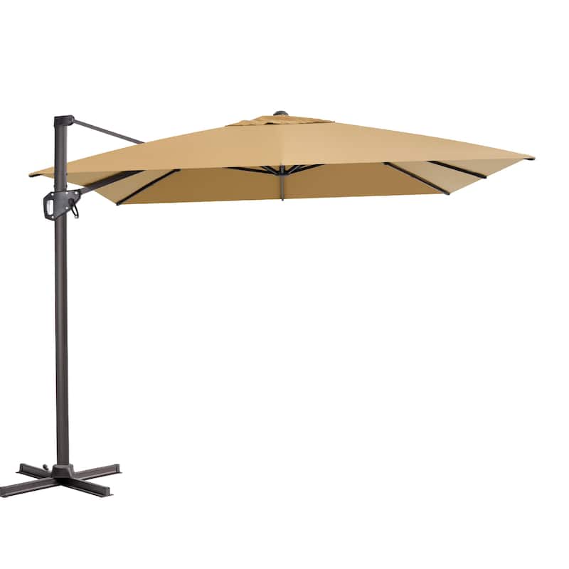 VredHom Patio Outdoor 9 FT x 11 FT Cantilever-Offset Umbrella with No Base - Tan
