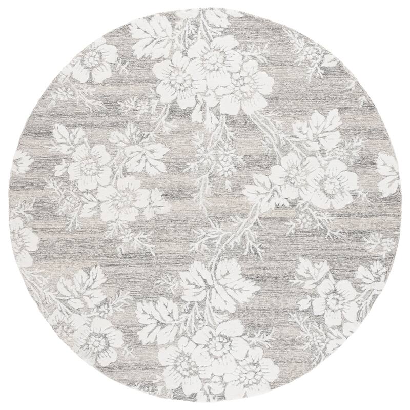 SAFAVIEH Handmade Glamour Riga Modern & Contemporary Viscose Rug - 6' Round - Grey/Ivory