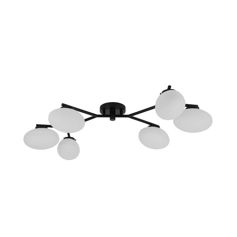 Modern 6-Light Opal Glass Globe Branch Sputnik Ceiling Light