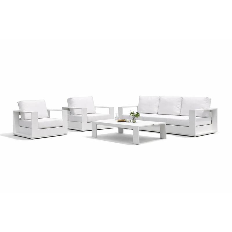 Ascot White 4-Piece Aluminum Outdoor Conversation Seating Set