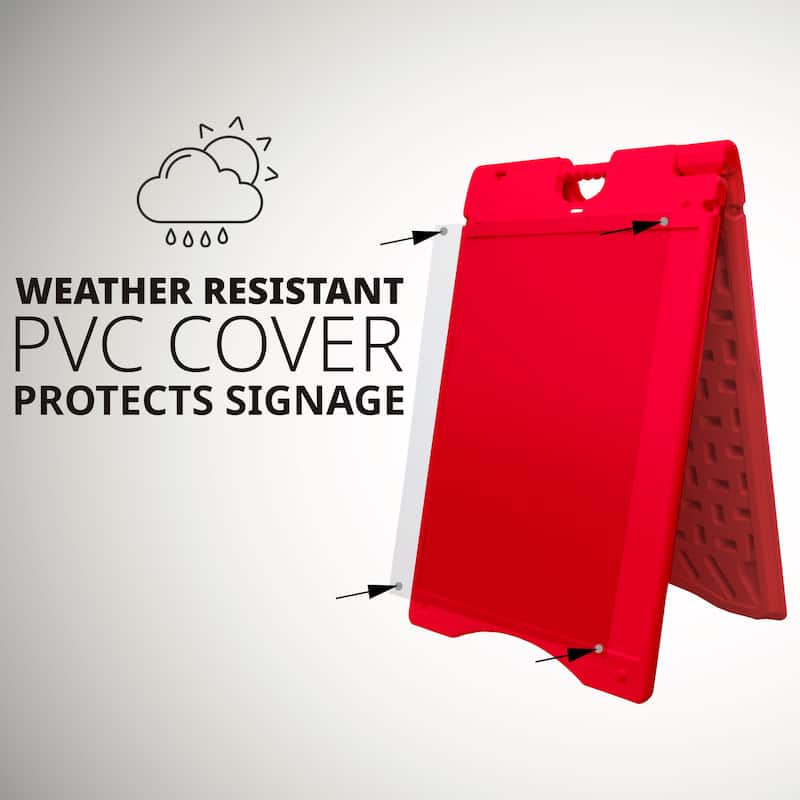 Jumbl A Frame Sandwich Board – 24 x 36” Display Sidewalk Sign with PVC Sign Protector ( Red )