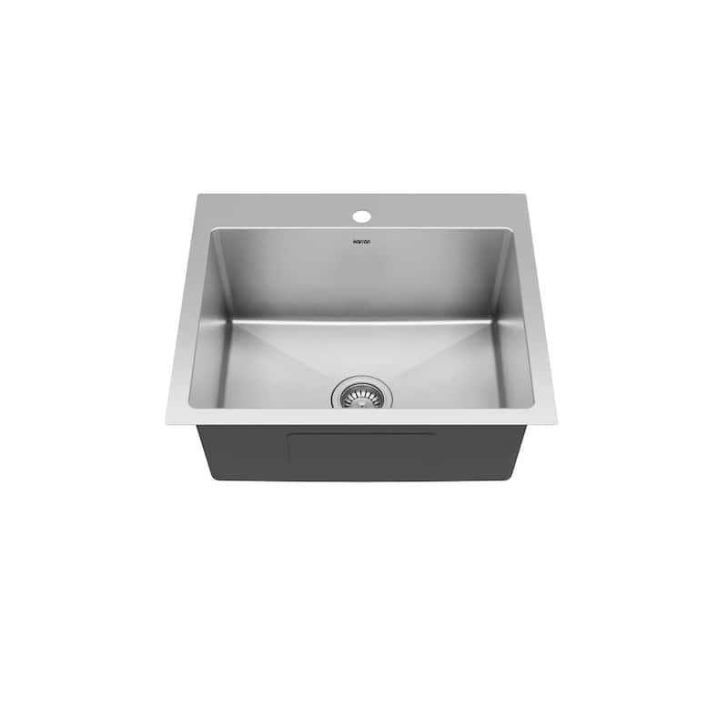 Karran Top Mount Stainless Steel 25 in. 16-Gauge Drop-In Single Bowl Kitchen Sink Kit