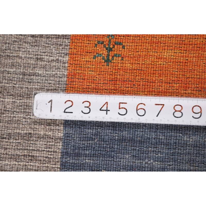 Striped Gabbeh Indian Area Rug Handmade Multi-Color Wool Carpet - 8'1"x 9'7"