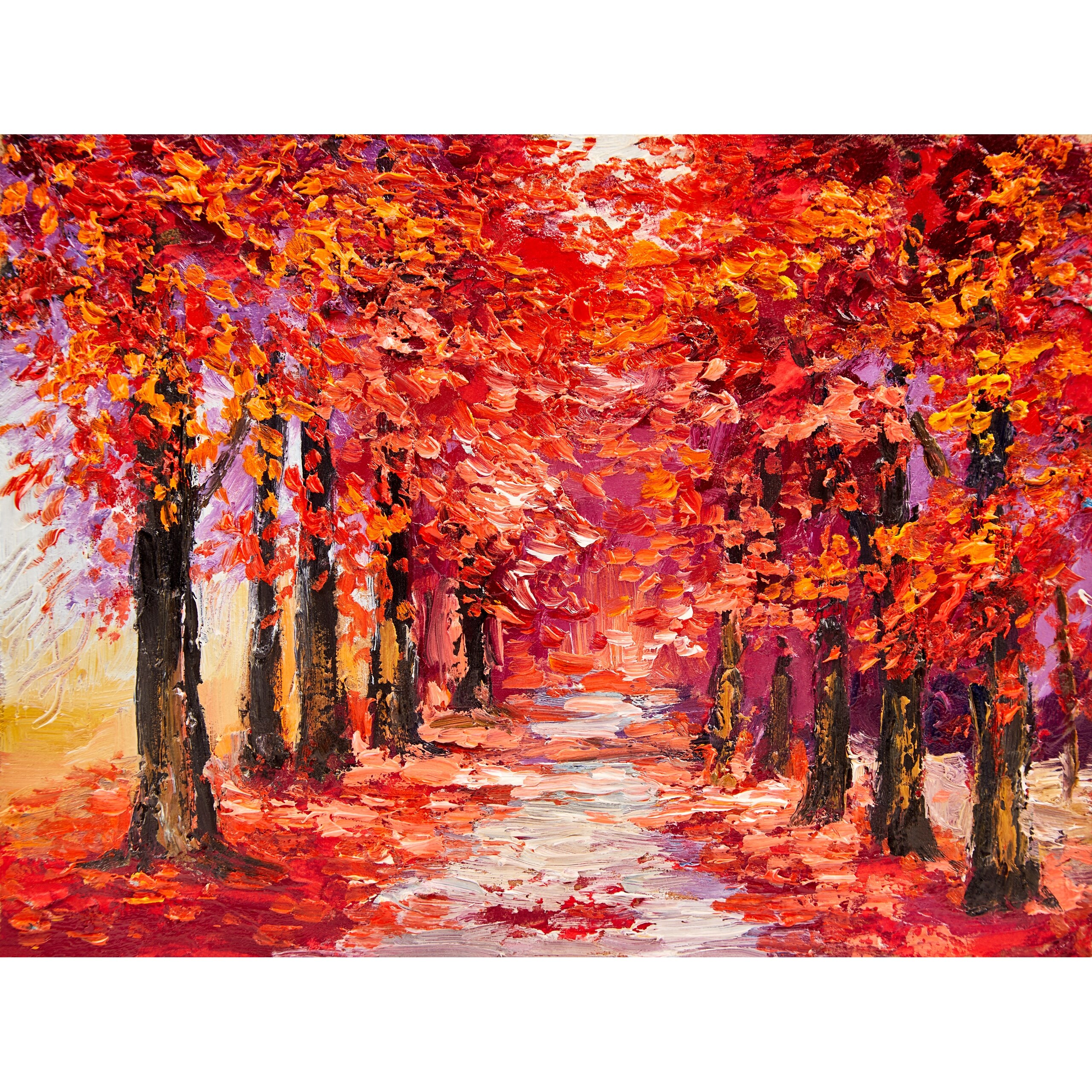 Shop Oil Painting Colorful Autumn Trees Printed Wall Mural 9 Ft H X 120 Inch W Overstock 31696889