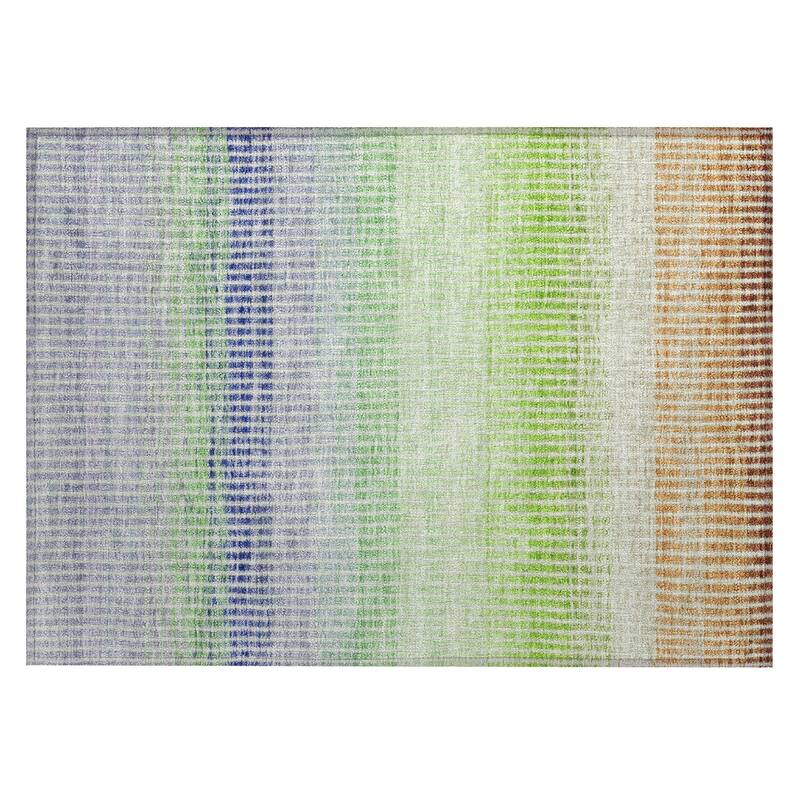 Machine Washable Indoor/ Outdoor Contemporary Stripes Chantille Rug