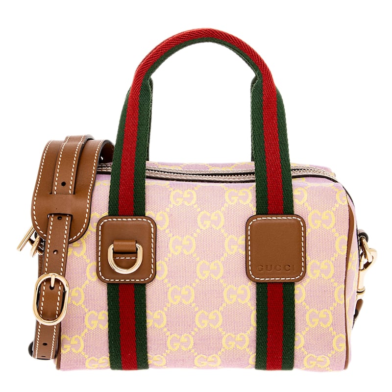 Gucci Mini GG Handbag - Pink + Neon Yellow/Green