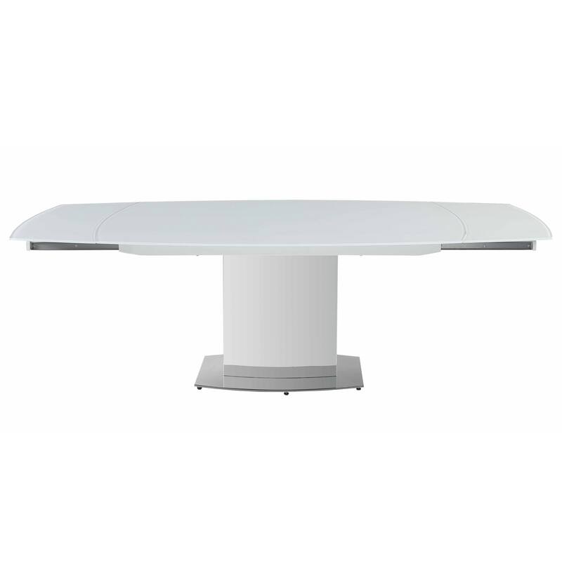 Somette Contemporary Extendable White Glass Dining Table