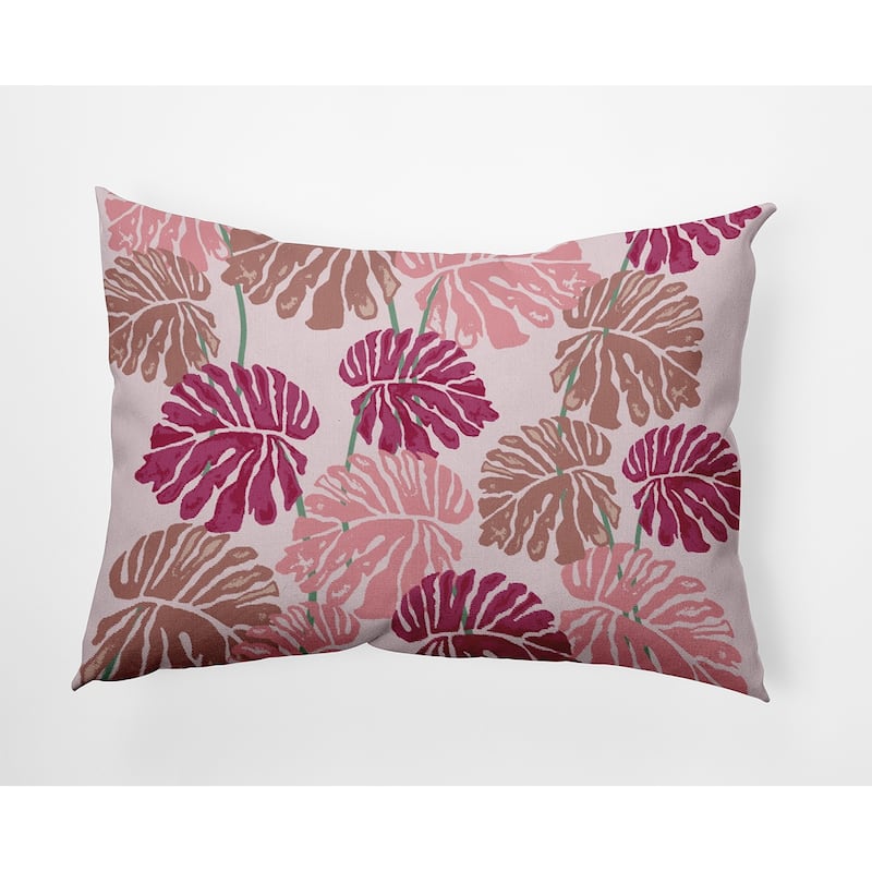 Big Leaves Decorative Throw Pillow - Bold Pink - 14" x 20"