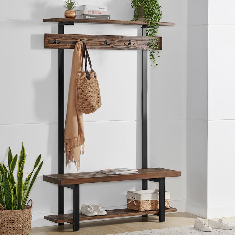 Carbon Loft Lawrence Entryway Hall Tree with Bench and Coat Hooks