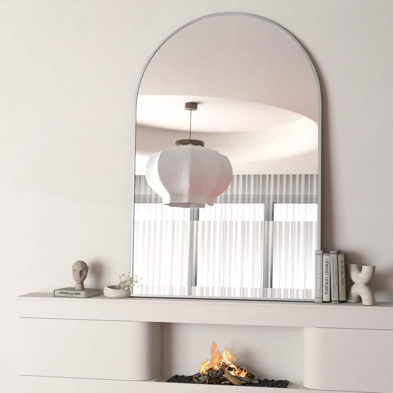 24x32 Inch Metal Framed Arched Bathrrom Mirror