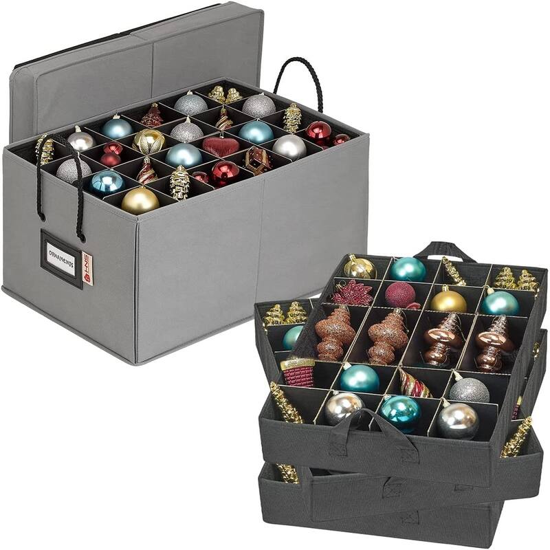HOLDN’ STORAGE Christmas Ornament Storage Container Box with Dividers - Stores up to 72 - 3" Ornaments