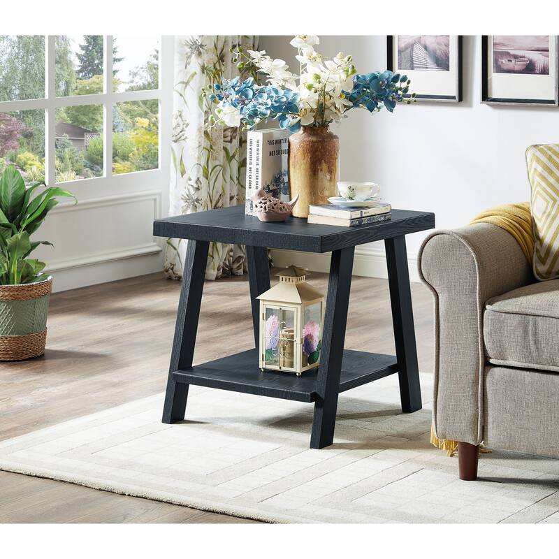 Modern Storage 3-Piece Coffee Table Set with Shelf and Wide-angled Legs for Living Room