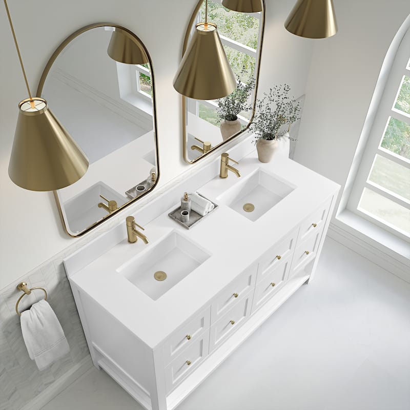 Breckenridge 60" Double Vanity, Bright White - 60D - White Zeus - Single