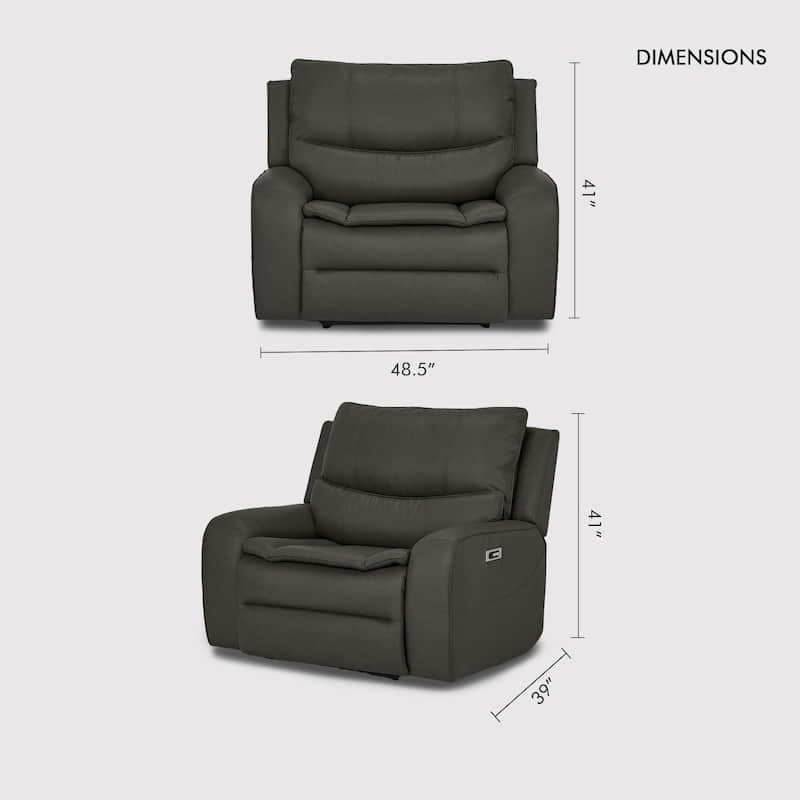 48.5" W Faux Leather Dual-Power Oversized Width Seat Recliner with USB & USB-C Charging, Ajustable Headrest