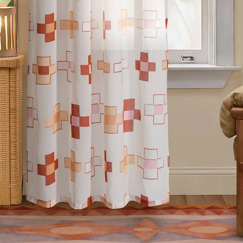 Aritha Single 84-Inch Geometric Sheer Curtain Panel by Jungalow