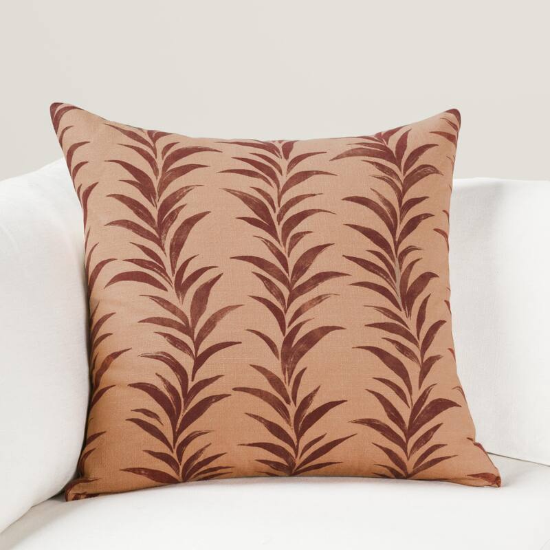 Villa by Classic Home Alula Cotton Fabric Throw Pillow - Burgundy - 22x22