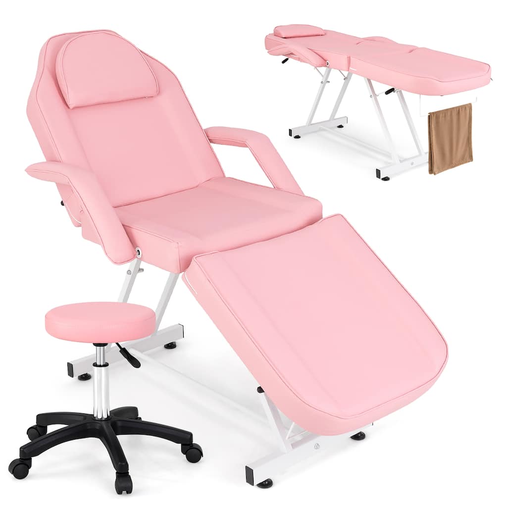 Gymax 73'' Facial Chair w/ Hydraulic Stool Adjustable Backrest &