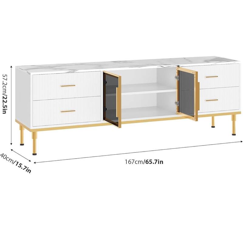 Modern Entertainment Center LED Lighted TV Stand for Living Room 55-75" TVs - N/A