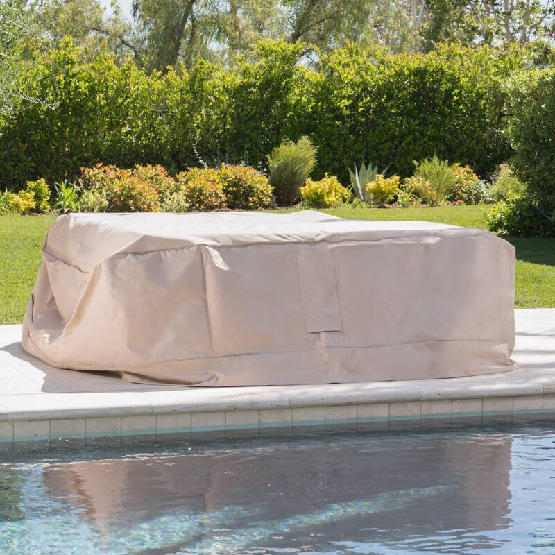 Shield Outdoor Waterproof Fabric Chat Set Cover by Christopher Knight Home - khaki