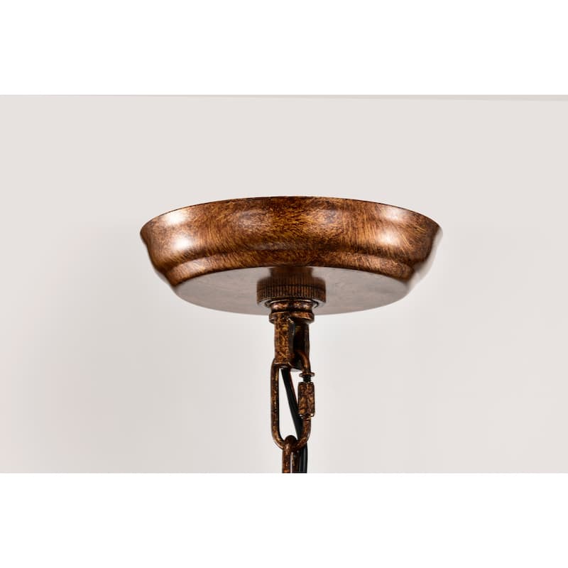 Kimo 6-light Spain Bronze Finish Scroll and Crystal Chandelier Ceiling Light - Spanish-Bronze