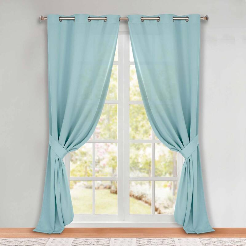 Superior Solid Machine Washable Room Darkening Grommet Blackout Curtains, Set of 2