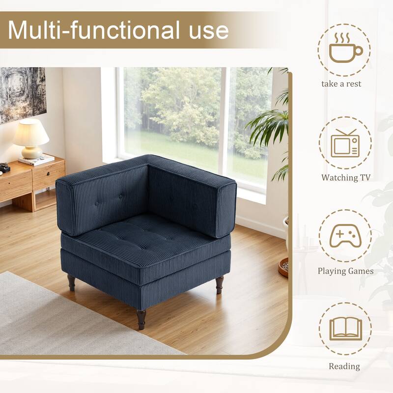Modern Corduroy Corner Armchair Armless Chair sofa