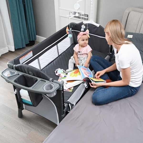korruption blanding Diligence FAMAPY Portable 3 in 1 Baby Bassinet Changing Table Playard, Grey - 50" -  On Sale - - 35300941