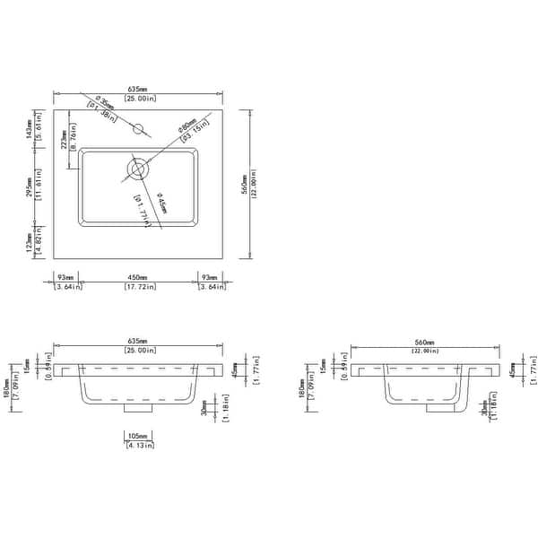 dimension image slide 0 of 3, Dyconn Faucet Carrara Solid Surface Vanity in Black - 25"