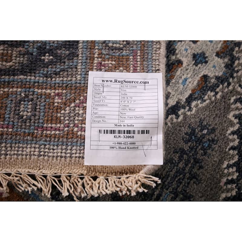 Gray Viss Oriental Runner Rug Hand-Knotted Wool Carpet - 2'7"x 8'0"