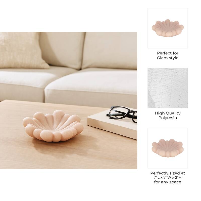 Decorative Flower Shape Quartz Accent Bowl - Home Decor - 17" Pink - 7.0"