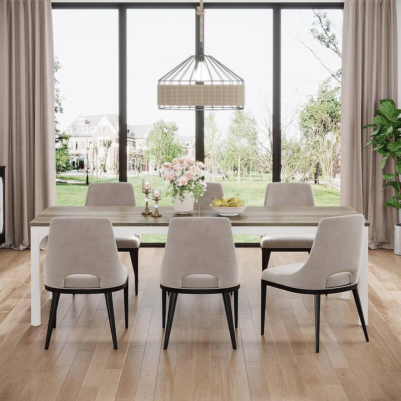 78.7" Rectangle Wood Dining Table, Long Kitchen Table for Living/Dining Room