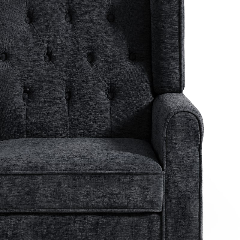 Button Tufted Armchair Wingback Wood legs Accent Chairs (Set of 2)
