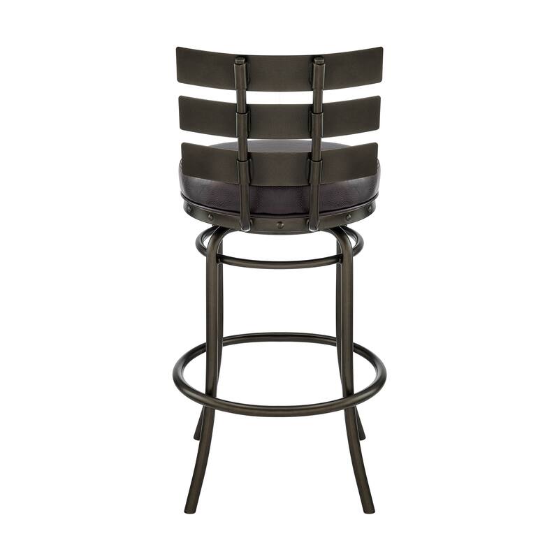Natya Modern Swivel Counter/Bar Stool in Faux Leather and Metal