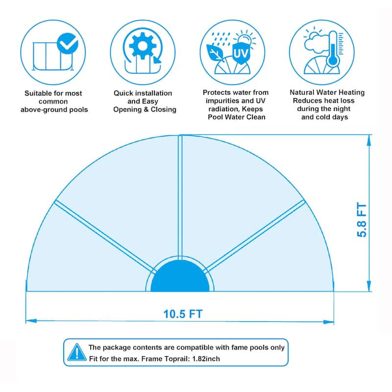 Round All Weather Pool Dome Enclosure for Outdoor Above-Ground Frame Pools (Compatible with Clean & Warm Water Pools)