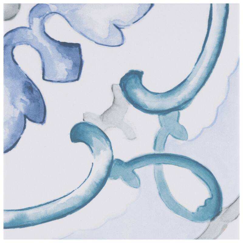 Merola Tile Saint Germain Gele Deco Jules 5-3/4" x 5-3/4" Porcelain Floor and Wall Tile