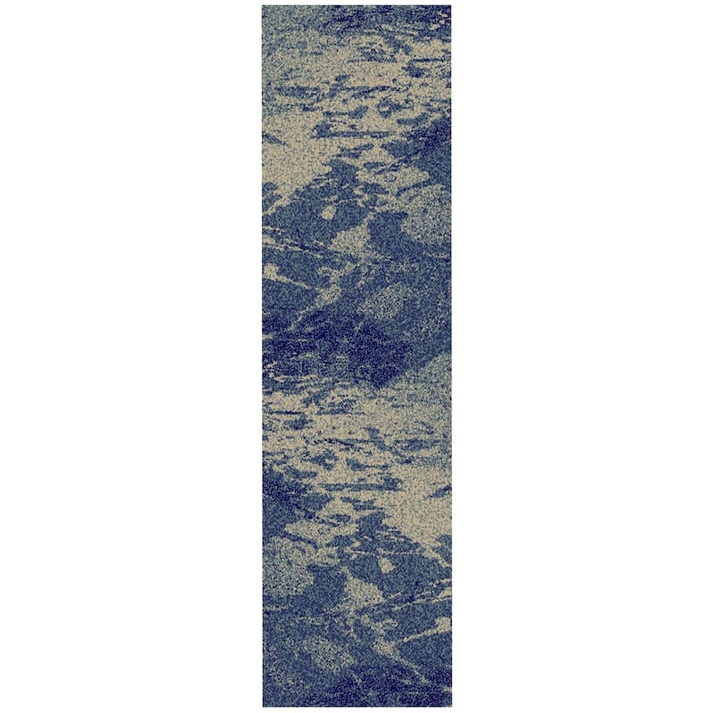 American Destination Waveland Navy Coastal Area Rug - 2'3"x7'7"
